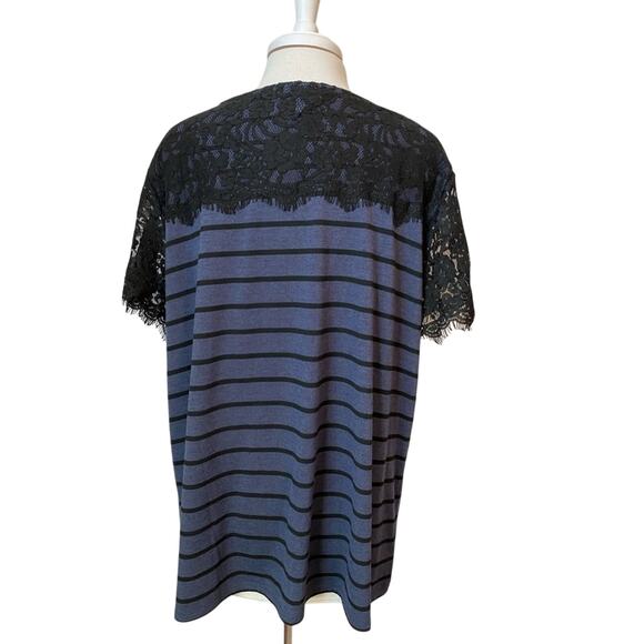 Roz & Ali NWOT Women's 2X Whimsigoth Stripe Sheer Lace Short Sleeve Top Boho - Picture 3 of 7